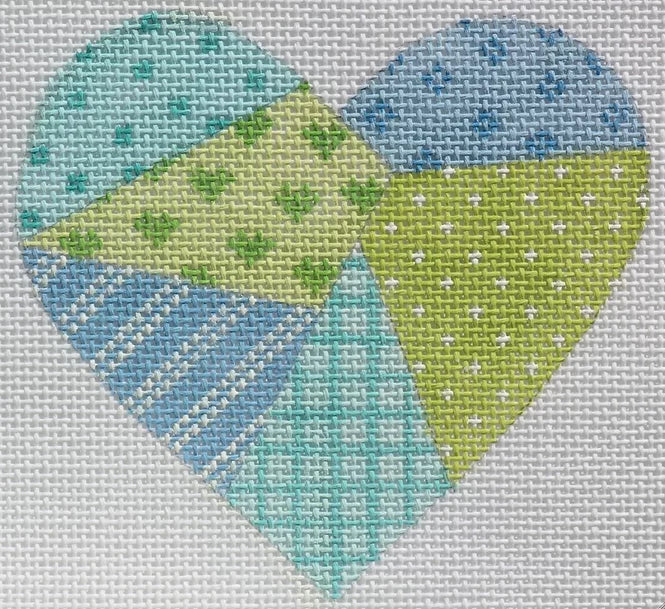 Mini Heart – Patchwork – soft blues, turquoise & greens