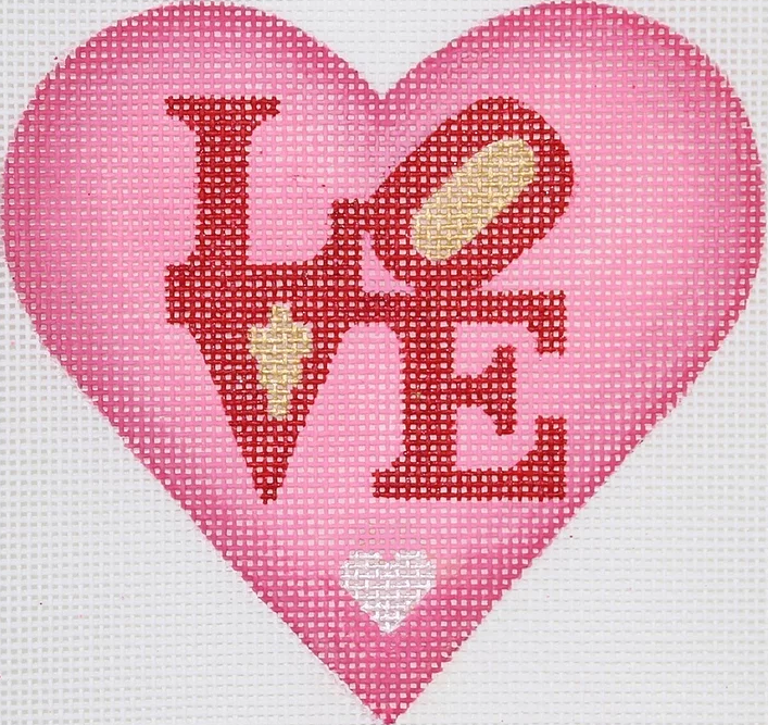 Valentine Mini Heart – Robert Indiana Style LOVE – pinks, red, silver & gold