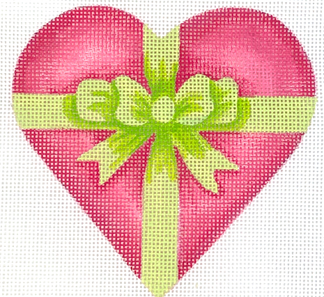 Mini Heart – Hot Pink Gift Wrapped with a Lime Bow