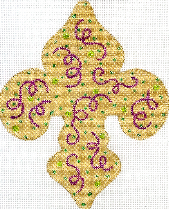 Mardi Gras Mini – Fleur-de-Lys – Confetti – gold with purples & greens