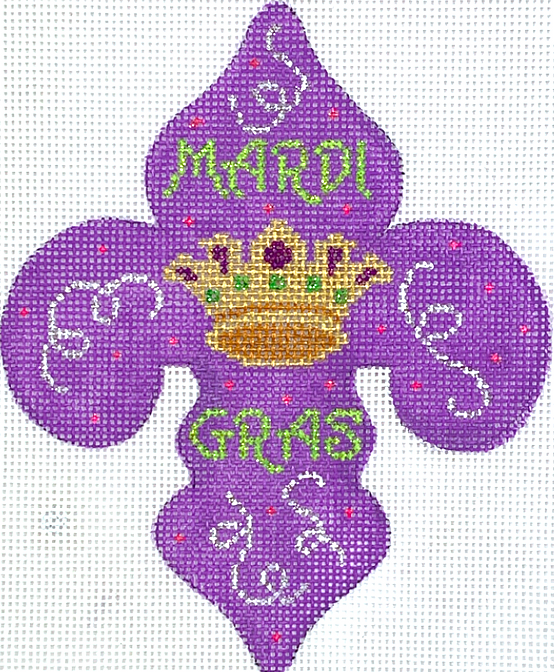 Mardi Gras Mini – “Mardi Gras” Fleur-de-Lys with Crown & Confetti