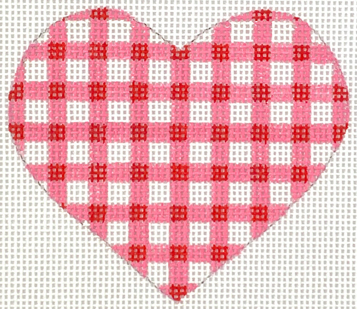 Mini Heart – Gingham – bright pink & red