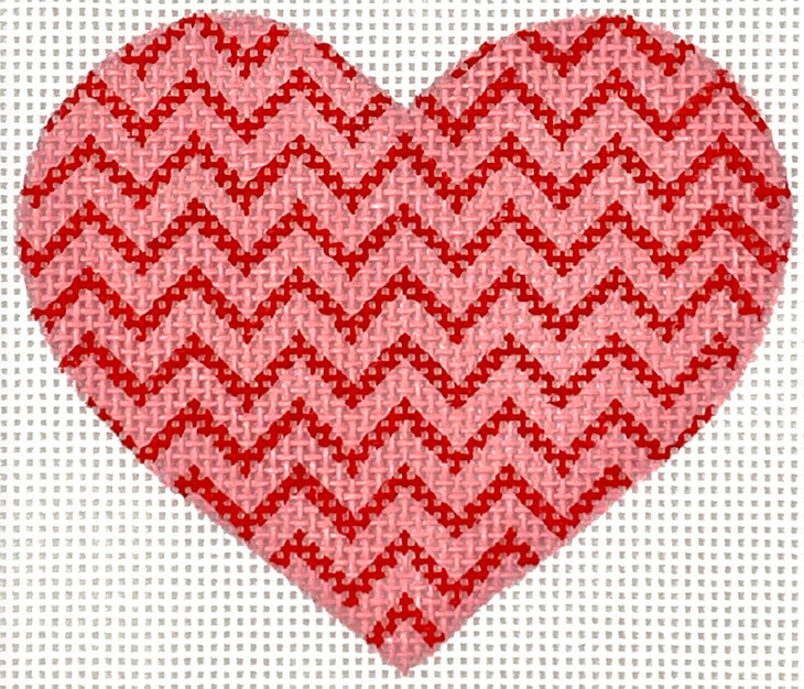 Mini Heart – Zigzag – medium pink & red
