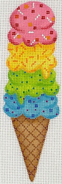 Mini Sweet Treat – Rainbow 4-Scoop Ice Cream Cone w/ Sprinkles