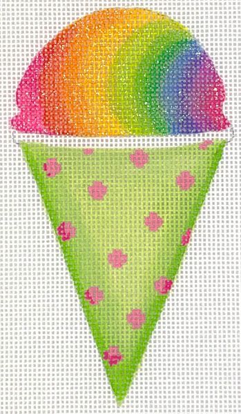 Mini Sweet Treat – Rainbow Snow Cone in a Lime & Pink Spotted Paper Cone