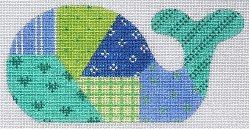 Mini Whale – Patchwork – bright blues & greens