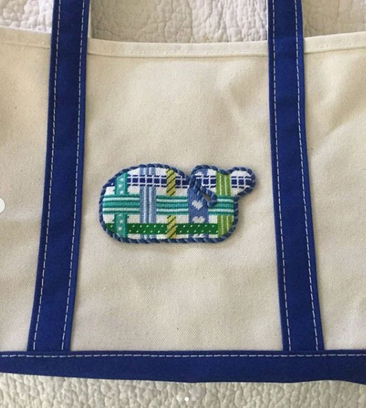 Mini Whale – Woven Ribbons – bright blues & greens