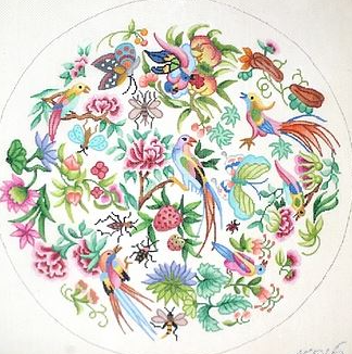 Rose Canton Birds, Flowers, Fruits & Insects Round