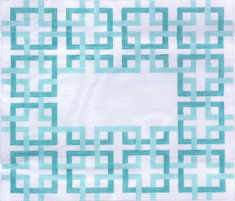 Interlocking Squares w/ Monogram Space – two-tone aquas