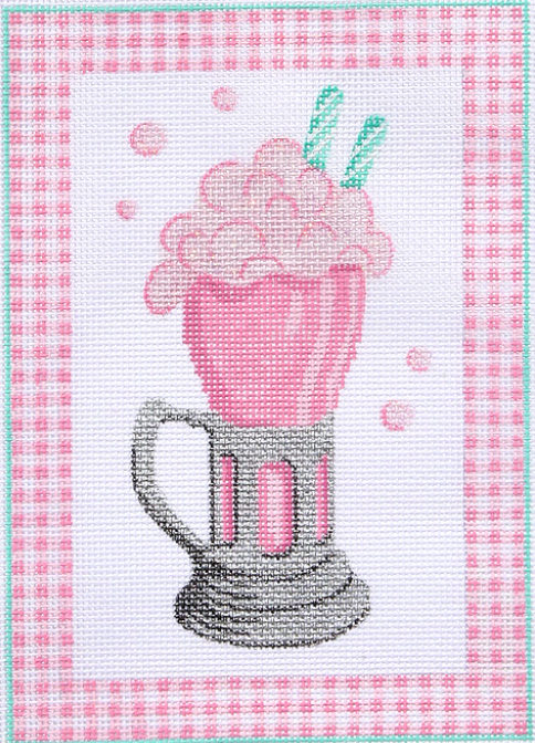 Shake, Rattle & Roll Series – Ice Cream Soda w/ Two Straws – pink, aqua & silver