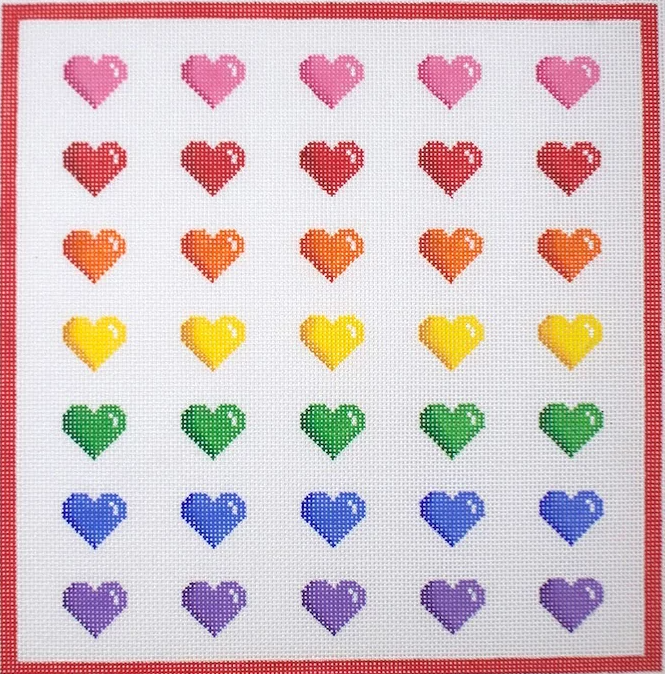 Rainbow Rows of Hearts
