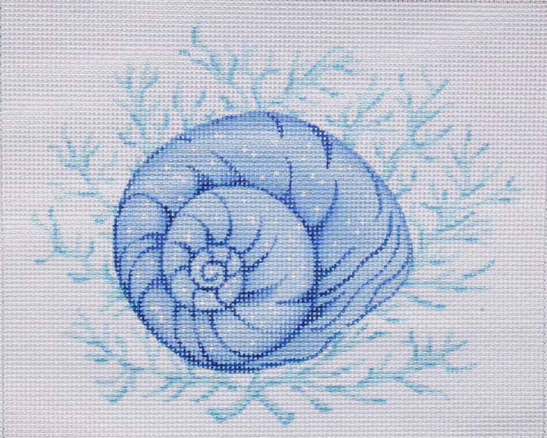 Moon Snail Shell w/ Coral – all in shades of blue