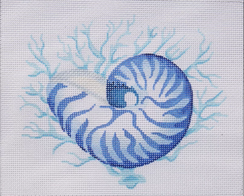 Nautilus Shell w/ Coral – all in shades of blue