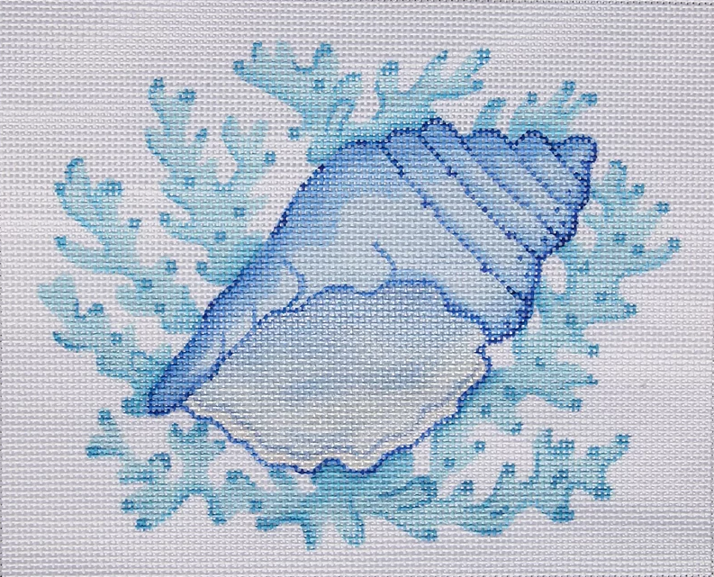 Conch Shell w/ Coral – all in shades of blue