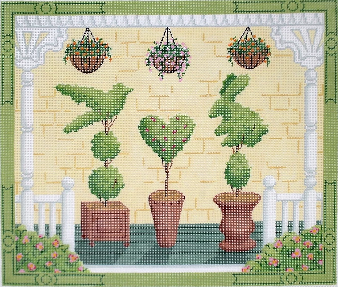 American Front Porch w/ Topiaries - Spring