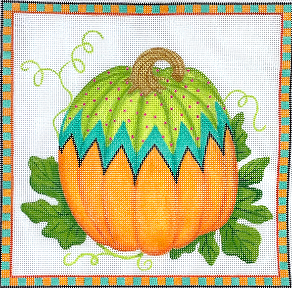 Funky Punkin Square #2 – multi brights with orange bottom