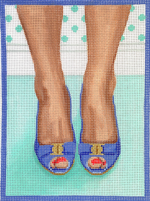 Here’s Looking At Shoe – Ferragamo Peep-Toe Heels – periwinkle & gold w/ turquoise