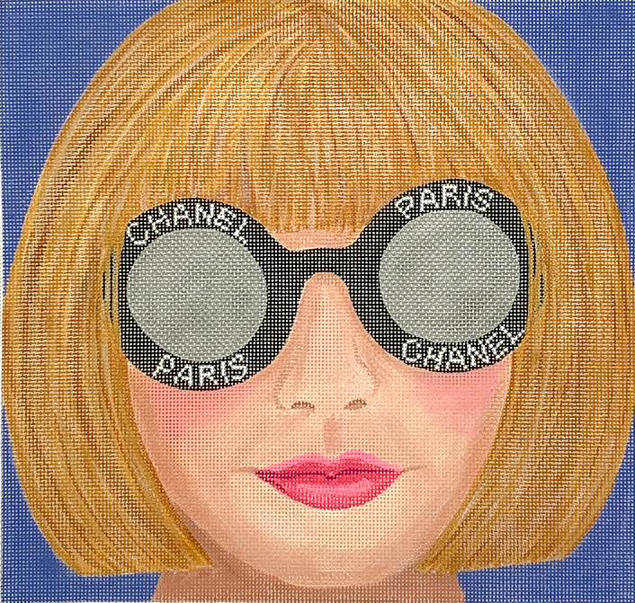 Glamourous Anna Wintour with Chanel Signature Dark Glasses