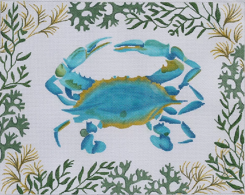 Blue Crab w/ Mixed Seaweeds Border (from an original painting by Jack Dickerson)