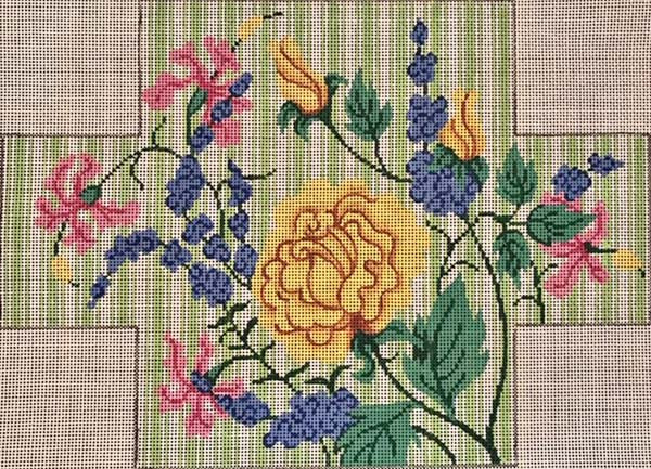 Patti Mann brick cover, floral on stripe Canvas