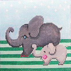 Patti Mann Mama and baby elephant Canvas