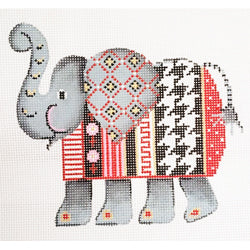 Patti Mann orn. BAMA elephant in red/white Canvas