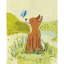 Patti Mann Baby fox with butterfly Canvas