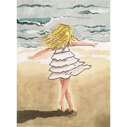 Patti Mann Little girl spinning on the beach Canvas