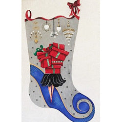 Patti Mann stocking, red packages and chandeliers Canvas