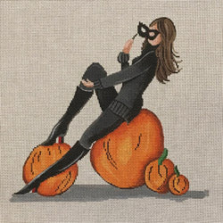 Patti Mann Reclining on Pumpkins Canvas