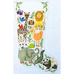 Patti Mann stocking, animals and greenery Canvas