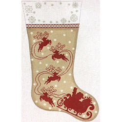 Patti Mann stocking, Santa & sleigh silhouette Canvas