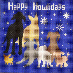 Patti Mann Happy Howlidays dog group Canvas