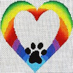 Patti Mann Rainbow heart with paw print Canvas