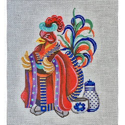 Patti Mann Rooster, Chinese emporer in red Canvas