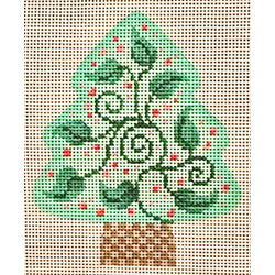 Patti Mann tree shape, leaves and berries Canvas