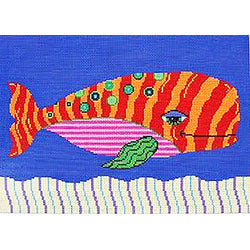 Patti Mann Whale, orange and red stripes Canvas