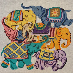 Patti Mann multi-colored elephant collage Canvas