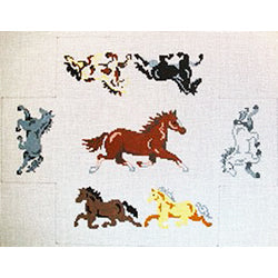 Patti Mann brick cover, horses Canvas