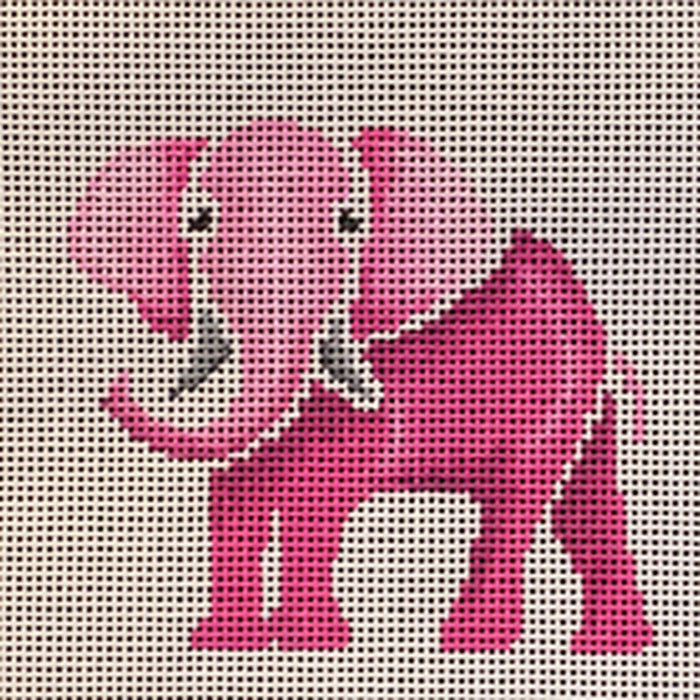 Patti Mann stencil, pink elephant Canvas