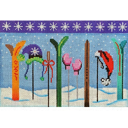Patti Mann Skis, hats, gloves and snowflakes Canvas