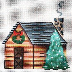 Patti Mann Christmas house--log cabin Canvas