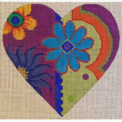 Patti Mann heart, bright swirls and flowers Canvas