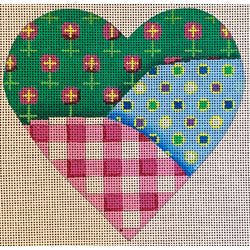 Patti Mann heart, patchwork with pink gingham Canvas