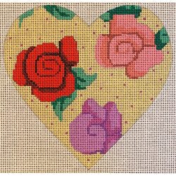 Patti Mann heart, pastel roses on dotted background Canvas