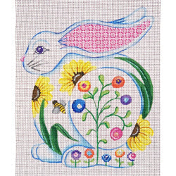 Patti Mann Bunny, Floral Canvas