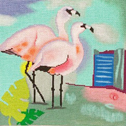 Patti Mann 2 flamingos standing Canvas