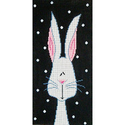 Patti Mann funny white bunny on black Canvas