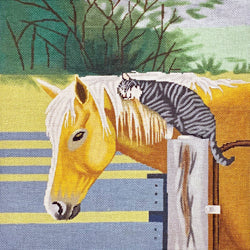Patti Mann Horse and barn cat Canvas