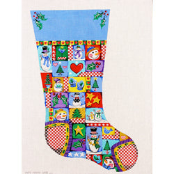 Patti Mann stocking, Snoman patchwork Canvas